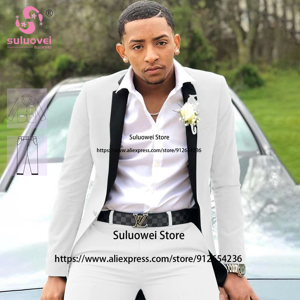 (Customized Size Color) Summer Wedding Suits For Men Slim Fit 2 Piece Pants Set African Grooms Tuxedos Terno Masculinos Completo