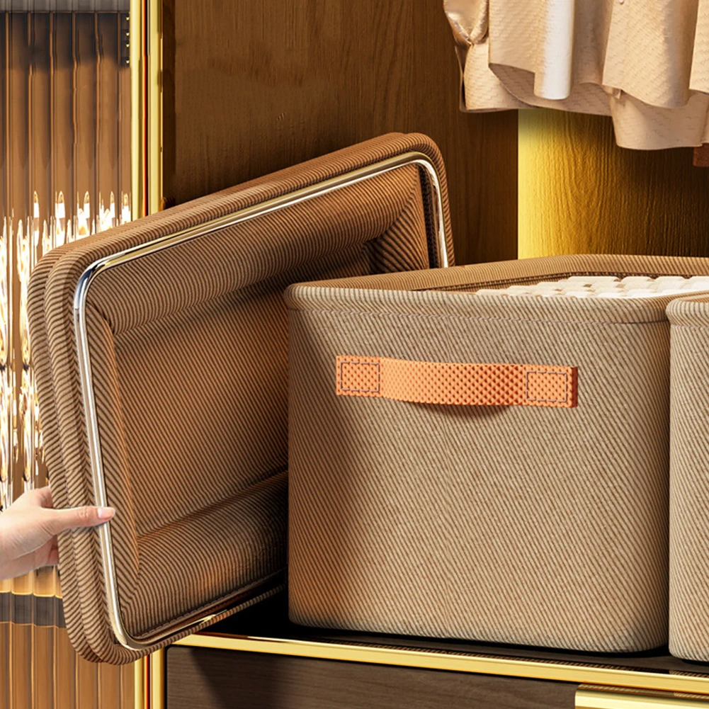 Clothes Storage Organizer Versatile Closets Clothes Container with Handle&Steel Frame Thickened Foldable for Home Wardrobe