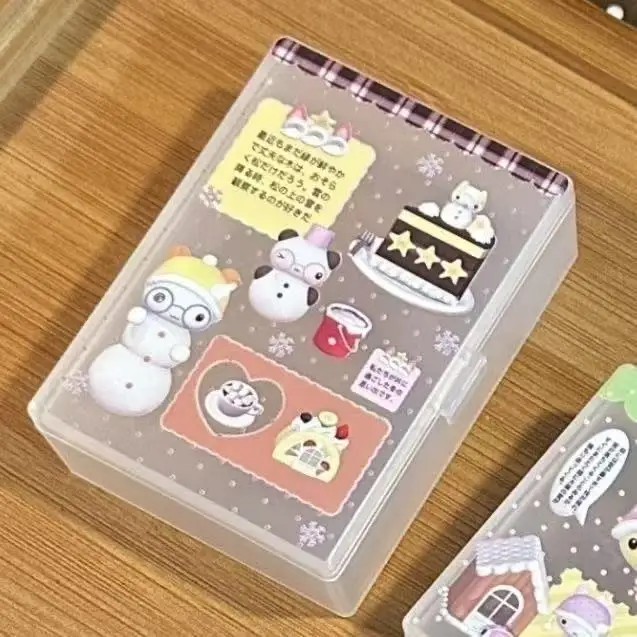 Scatola portaoggetti trasparente in stile giapponese con design 'Kitten Cake' e 'Ins Handbook', antipolvere, con piccolo scomparto per carte e adesivi ribaltabili, per scrivania, regalo in stile Ins - immagine 5