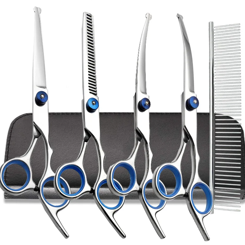 Safe and Precise Professional Pet Grooming Scissors with Round Head Stainless Steel Dog Hair Shears for Effortless Trimming