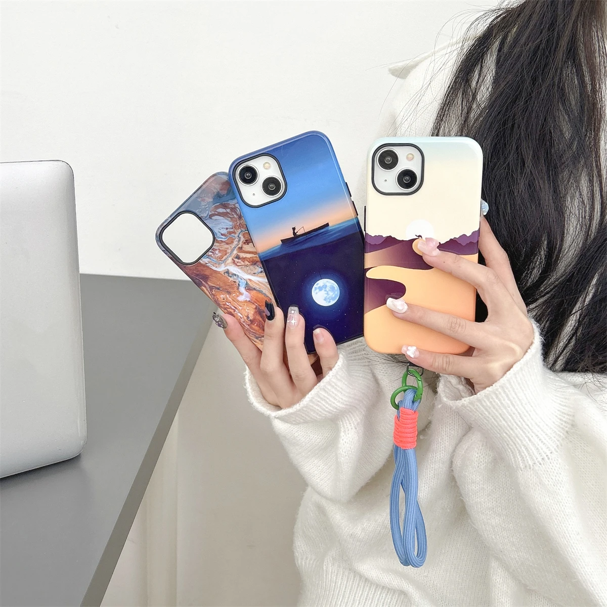 Landscape series intInclusive Phone Case Two-In-One Film Protective Shell For iPhone 15 14 13 12 11 Pro Max Plus Mini