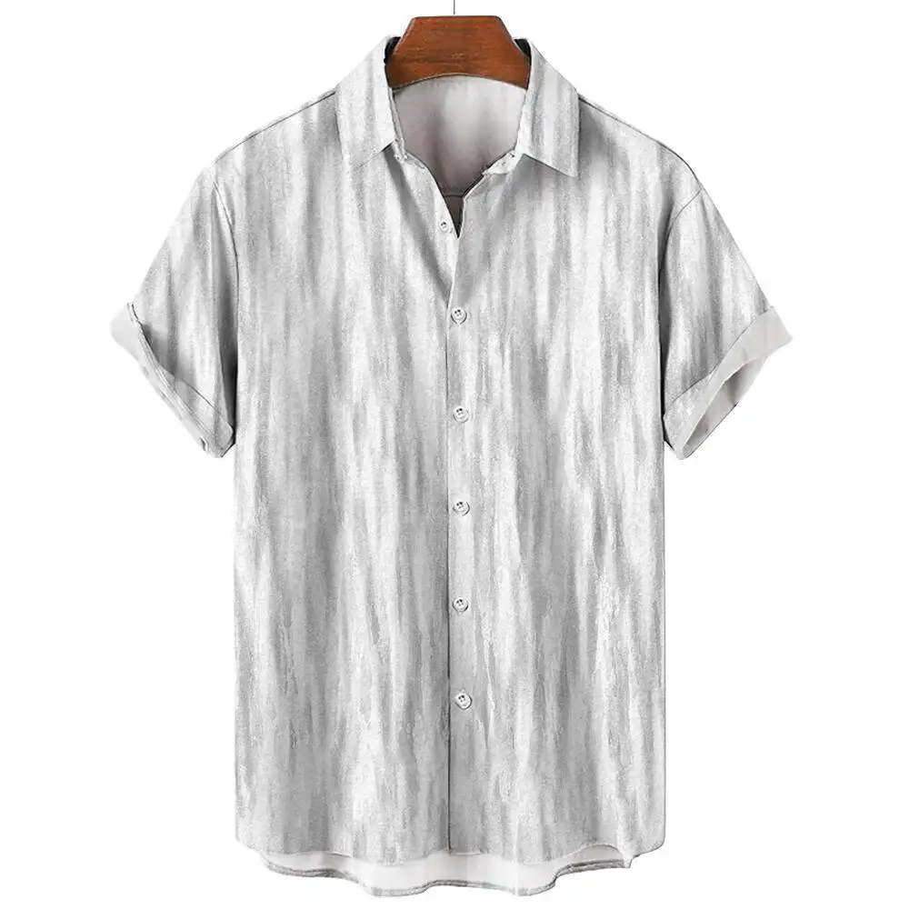 Summer Fashion Irregular Striped Printed Tops Men's Short Sleeve Shirts Casual Business Shirts Daily Street Tops Oversized S-5XL 3