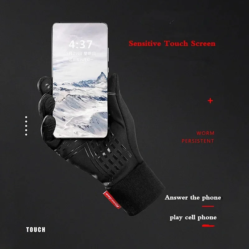 Touch Screen Warm Gloves Windproof Sports Water Non-slip Mitten Winter Full Finger for Men Women