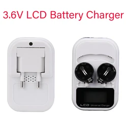 Dual Slot Intelligent LCD Screen Button Battery Charger for 3.6V Rechargeable Batteries (US PLUG)
