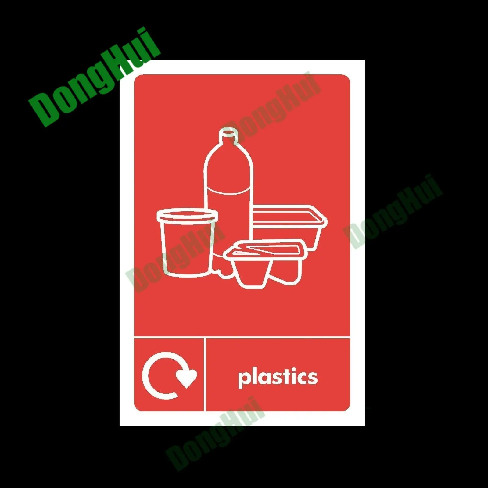 

Plastic Waste Recycling Label Plastic Sign Warning Caution Danger Adhesive Car Sticker PVC Waterproof for Scrap Factory