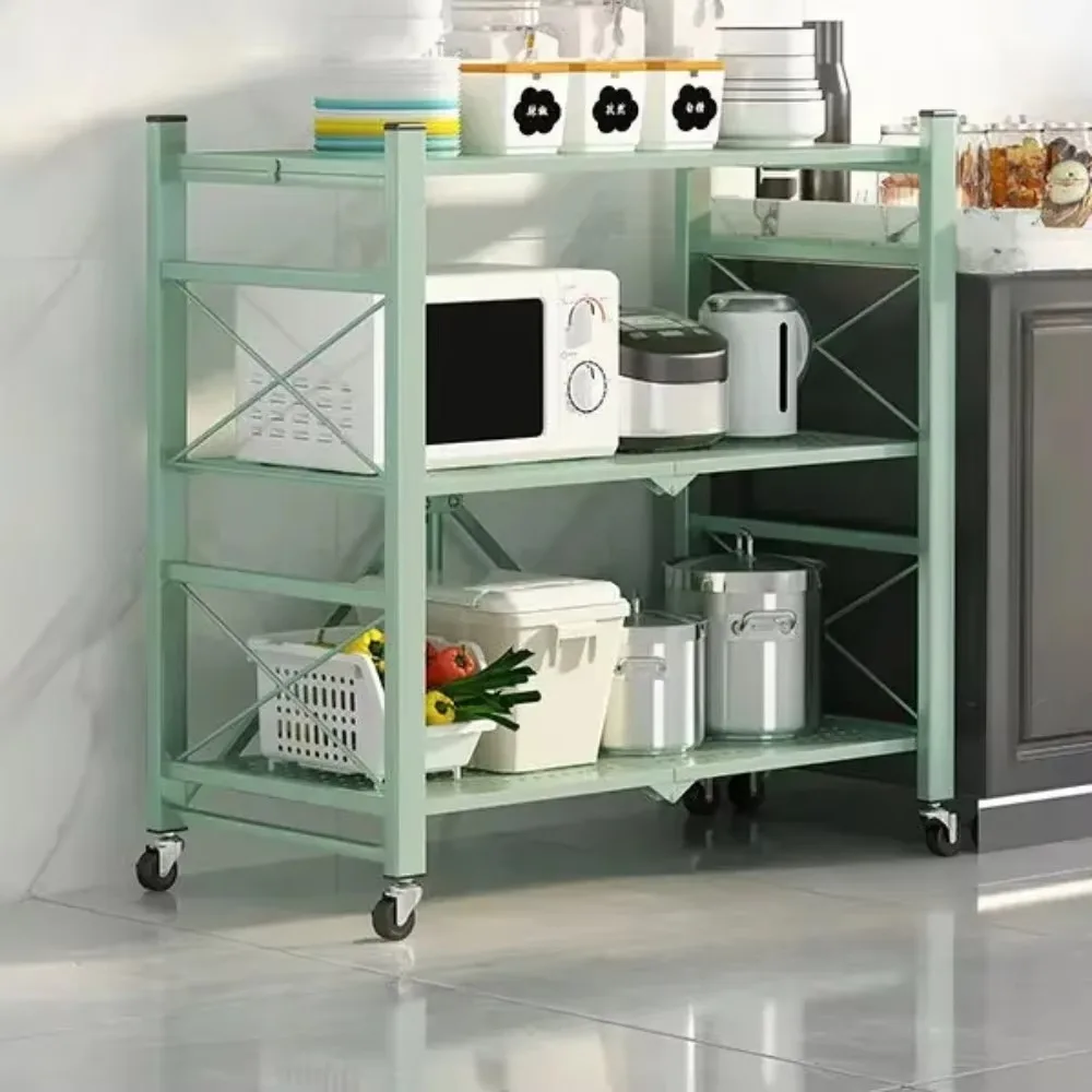 Kitchen Storage Rack Foldable Large Iron Frame Multifunctional Movable Display Frame Multilayer Kitchen Rack Metal Storage Shelf storage rack