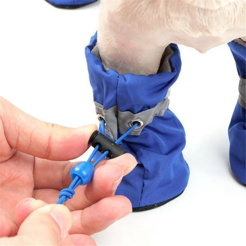 Pet Shoes 4pcs Waterproof Dog Boots Winter Dog Shoes Anti-Slip Warm For Dogs Cat Rain Snow