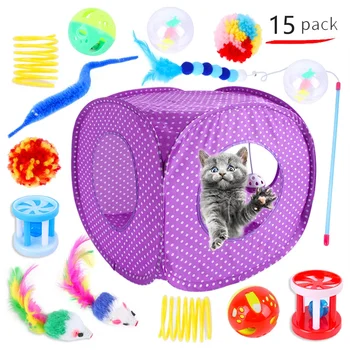Cat Toys Mouse Shape Balls Foldable Cat Kitten Play Tunnel Chat Funny Cat Tent Mouse Supplies Simulation Fish Cat Accessories 5