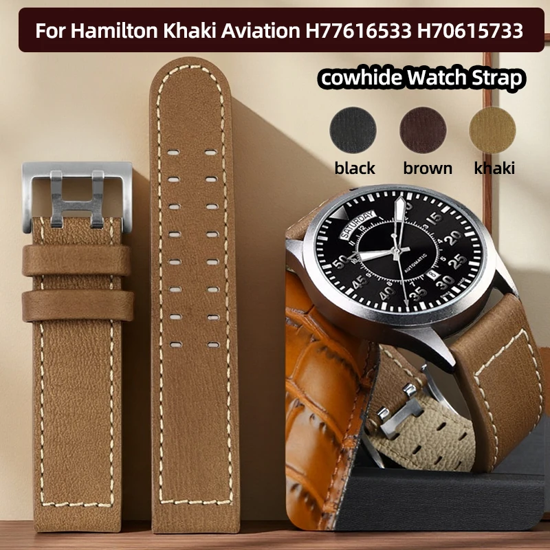 Premium Cowhide Leather Watch Strap for Men - 20mm/22mm - Aviation Collection