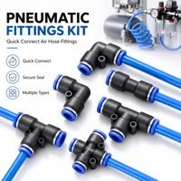 32PCS Pneumatic Fittings Kit 4mm 6mm 8mm 10mm Push to Connect Air Hose Connectors Straight Elbow Tee Y Splitter Quick Release 1