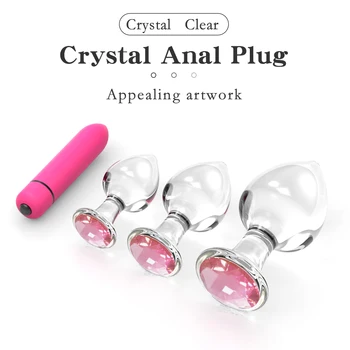3 Sizes Transparent Glass Anal Butt Plug Masturbator Vagina Stimulate Ball Anal Plug Smooth Glass Dildo Vibrator Gay Sex Toys 2