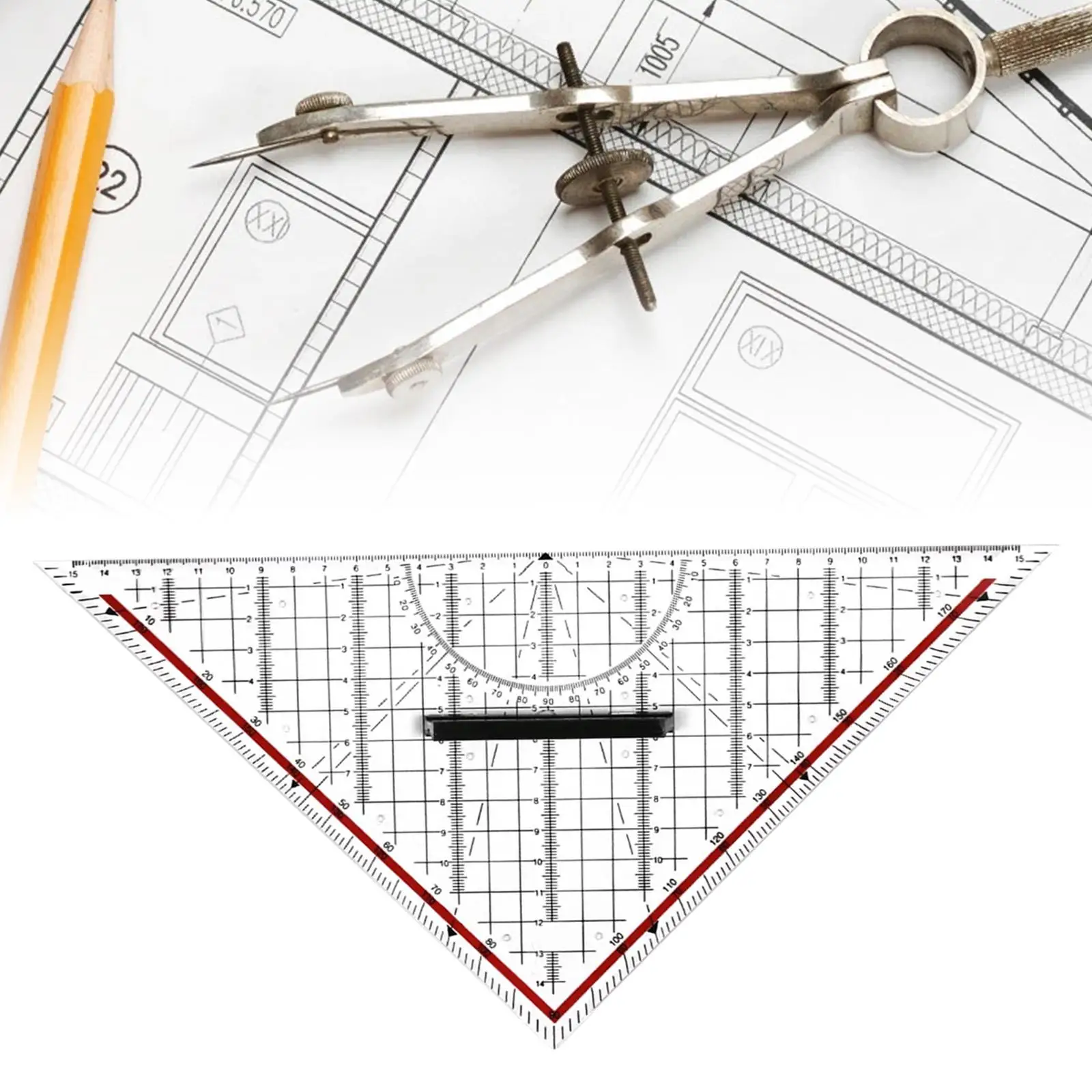 Durable Acrylic Folding Ruler Square Triangle Rulers DIY Tool with Handle