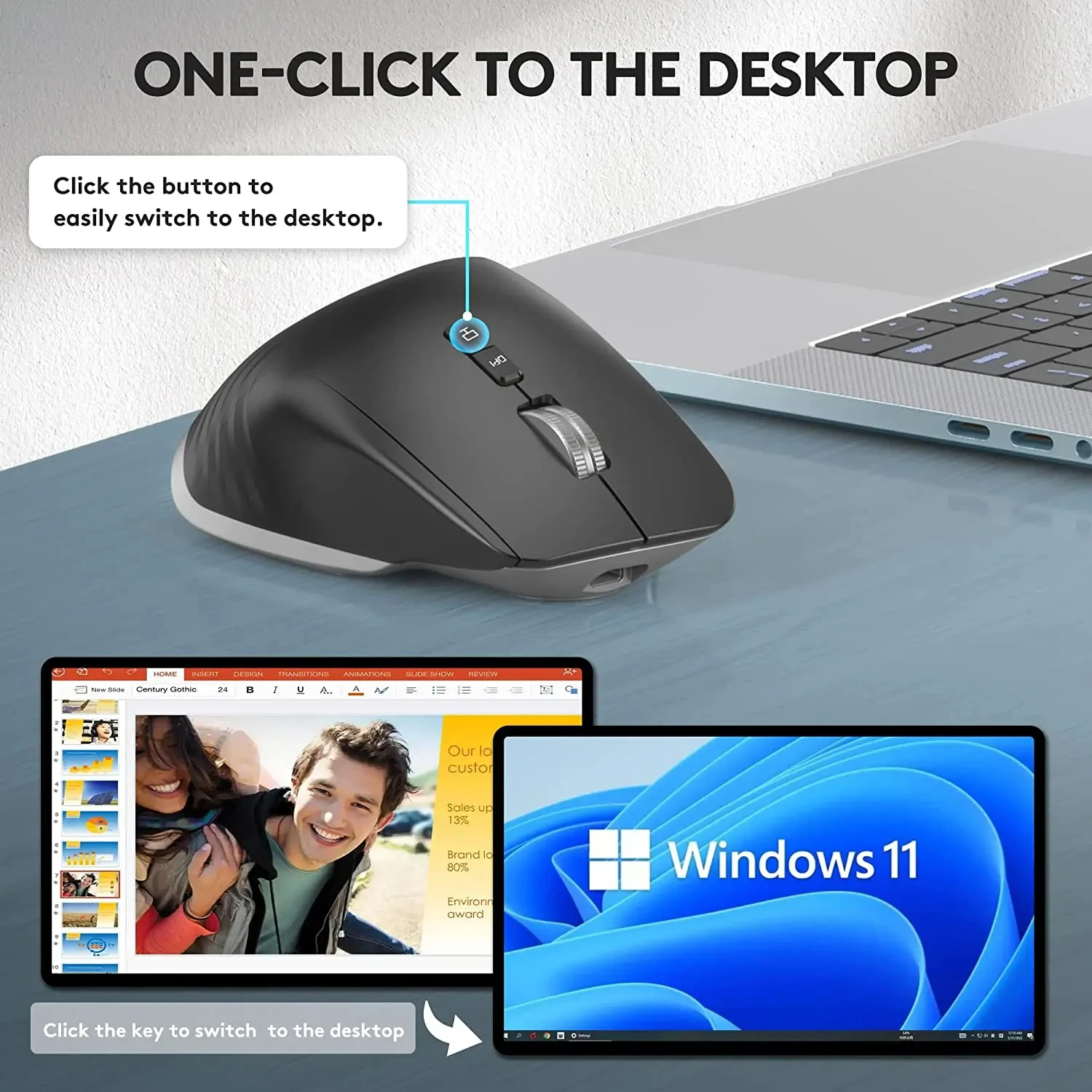 Mouse sem Fio Bluetooth Tri-mode Gaming 2.4g Mute Ergonômico Usb-c Rgb Recarregável 5dpi Laptop pc Tablet Macbook - Imagem 2