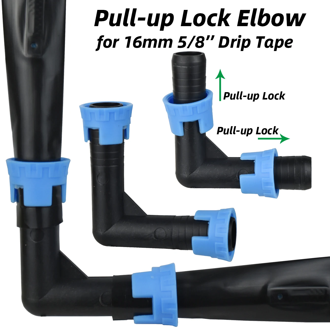 KESLA 20 Stück Gartenbewässerung, 16 mm, 0,2 mm Dicke, Tropfband-Anschluss, Ellenbogen-T-Endstopfen, Klimmzug-Verbindungsschlauch für Gewächshaus – Detail 2