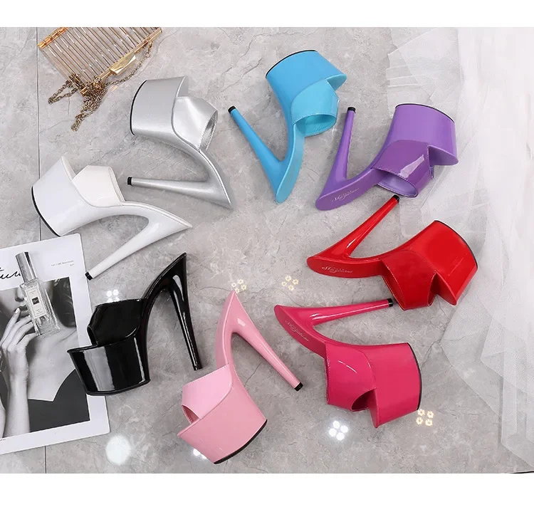 Mclubgirl Neue Sexy Extreme Stiletto High Heels Frau Sandalen Designer PVC Transparent Schnalle Stripper Pumpen Schuhe LFD – Detail 31