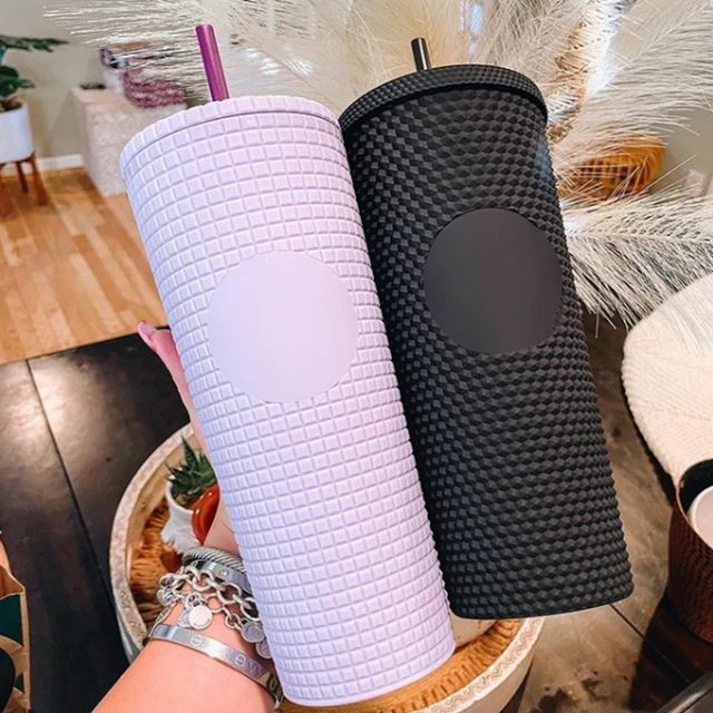 Buy Wholesale China Plastic Double Wall Tumbler Wholesale Matte Studded  Grid Collection Cup With Lid Straw & Tumblers at USD 1.89