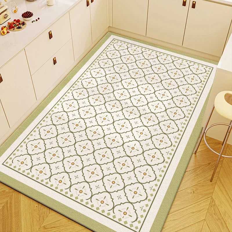 Fashionable Kitchen Floor Mat Oil-proof Anti-slip PVC Waterproof Household Wipeable Wash-free Carpet Balcony Rug Ковер Tapis 러그 2