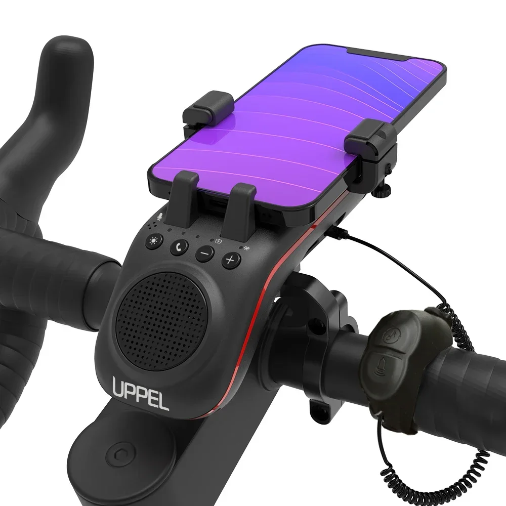 Luci Bicicletta LED, Luce Bici MTB Accessori Bici Luci Ricaricabili USB, 4 in 1 Impermeabile Luci per Bicicletta con Clacson, Porta Cellulare Bici, 4000mAh Power Bank con 3 modalità di Llluminazione