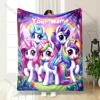 (Memo U Name) 6 Size Custom Name Blanket My Little Pony Print Suitable for Sofa, Bed, Travel,Office,Chair Car Camping for Gifts 4