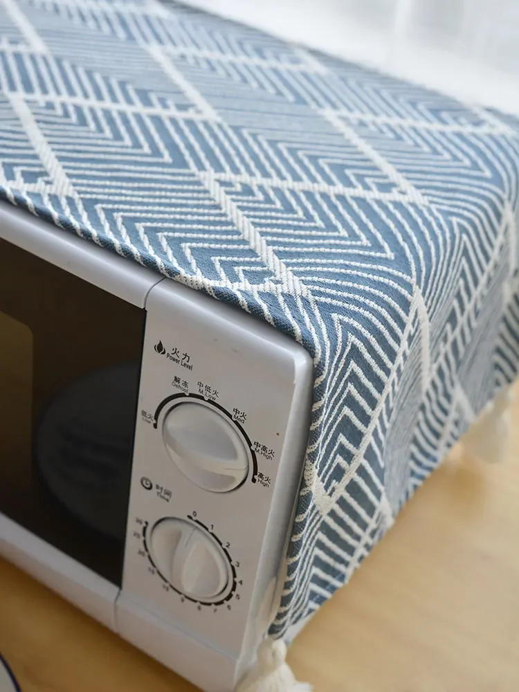 Microwave Oven Oven Cotton Linen Cover Cloth Simple Modern Refrigerator Dust Cover Cover Nordic Style Washing Machine Mat