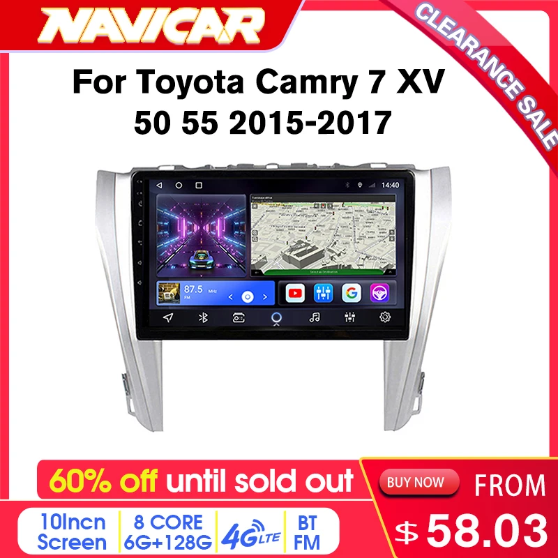 

Автомагнитола NAVICAR 60% на Android 10,0 для Toyota Camry 7 XV 50 55 2015-2017, автомобильный мультимедийный видеоплеер, навигация, GPS-плеер