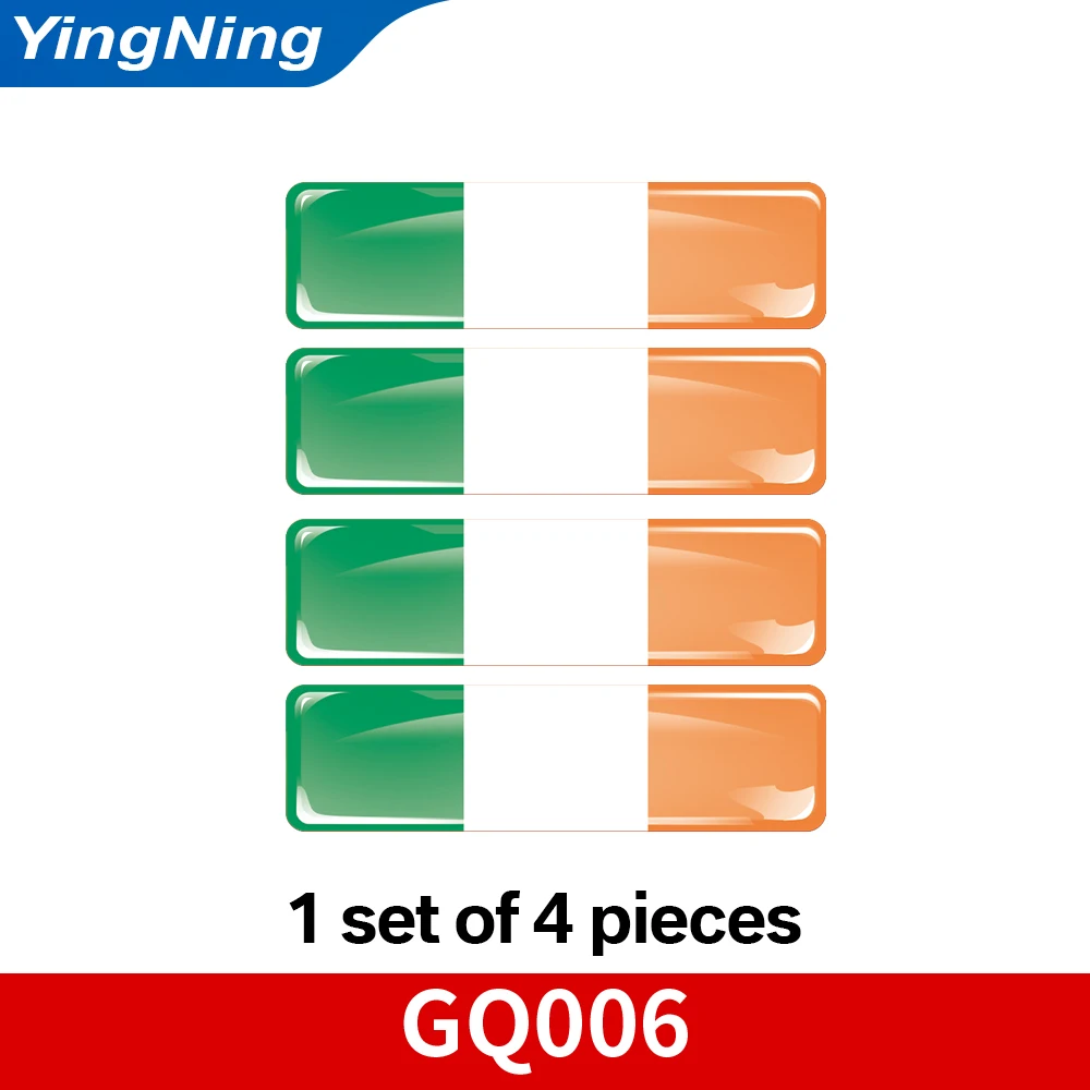 Irish Flag 3D Epoxy Resin Car Sticker Set – Stylish Auto Decoration Accessories (4-Pack)