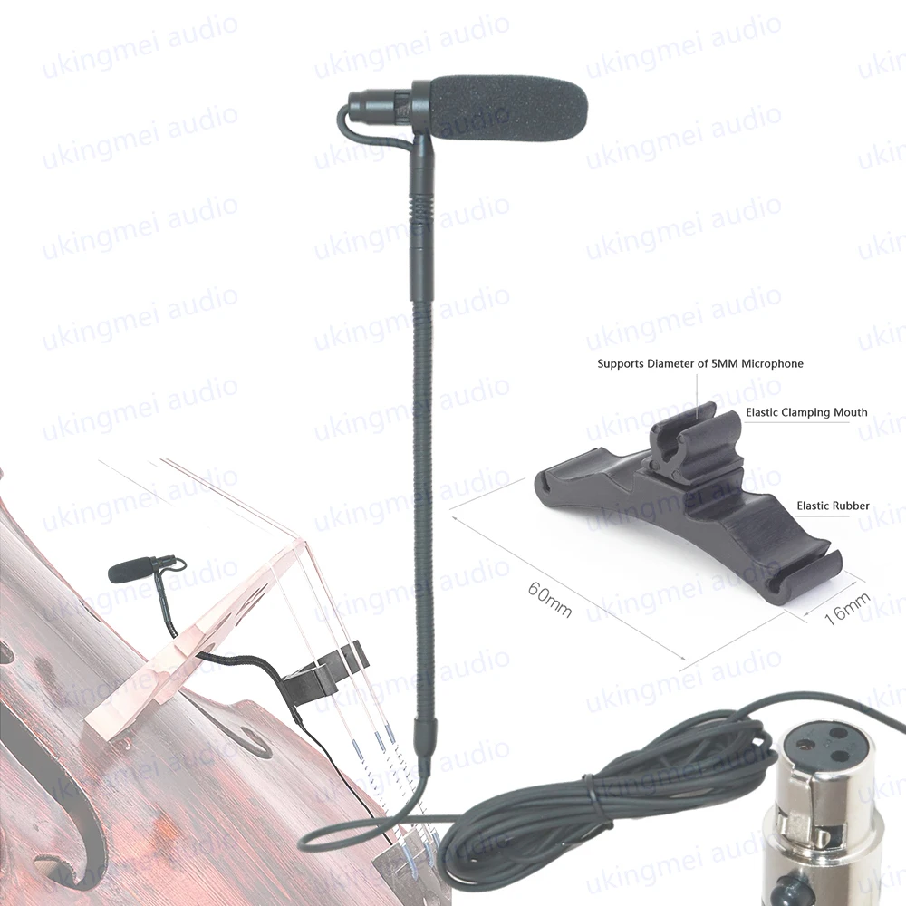 Professional Musical Instrument Condenser Gooseneck Microphone System For Guitar Saxophone Violin Piano Cello Bass Clarinet