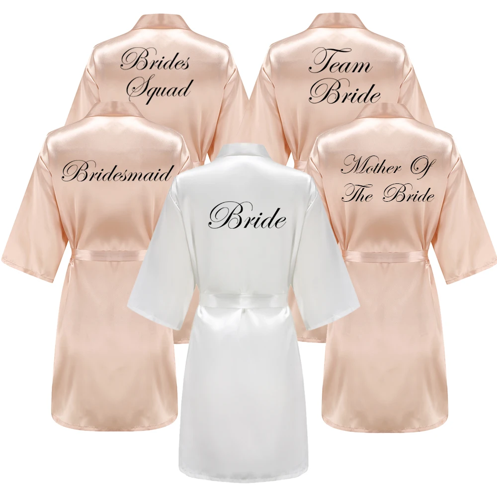 

New Champagne Bathrobe Bride Satin Robe Women Bridal Party Sister Team Mother of the Bride Gift Bridesmaid Wedding Short Robes