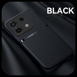 Ultra Thin Leather Magnetic Matte Phone Case - Premium Protection Cover for Note 12 Turbo (Black)
