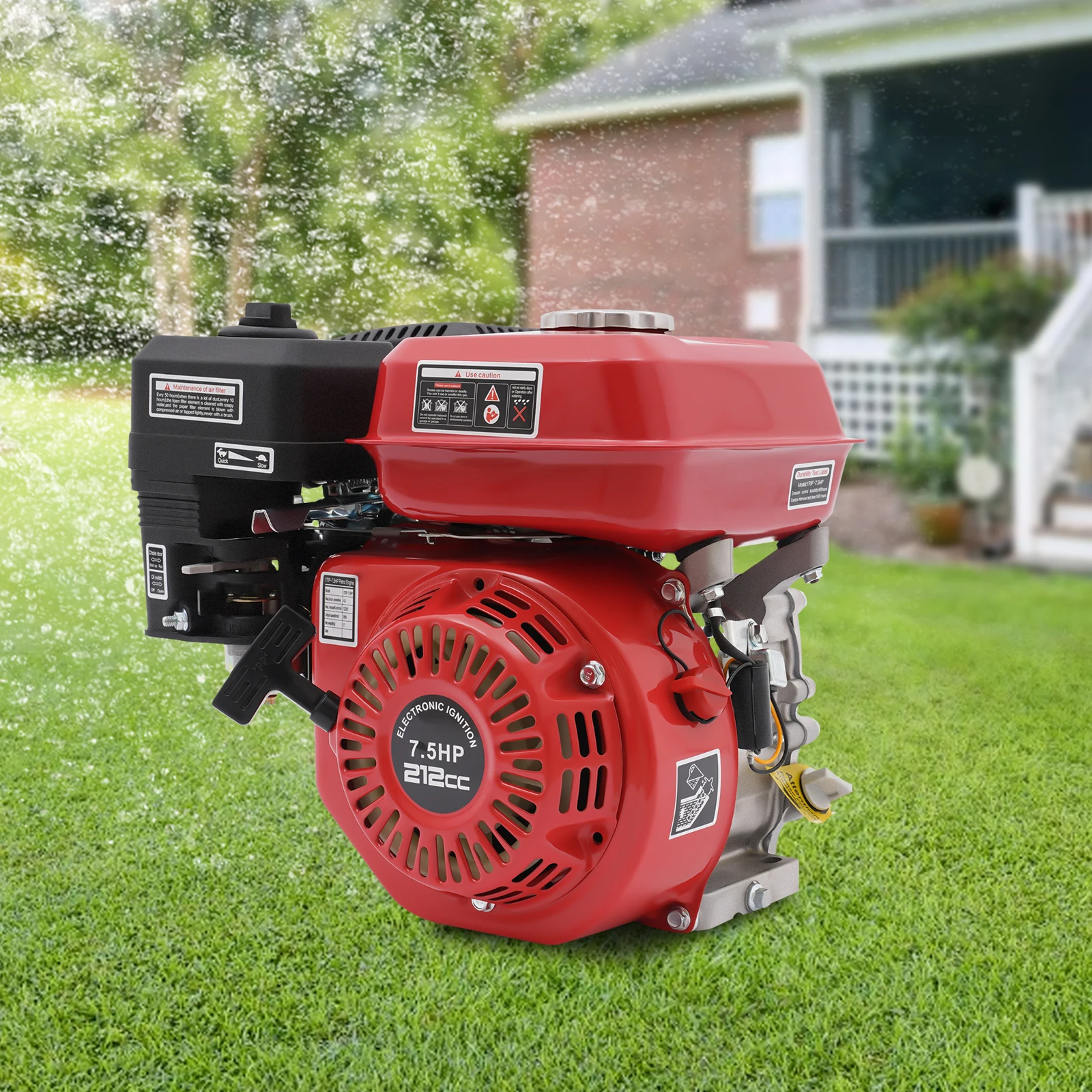 212cc 4 Stroke Gas Engine Motor 7.5HP Go Kart Engine With Air Cooling & Air Filter Horizontal Pull Start Mini Bike Engine With Fuel Tank For Go-Karts