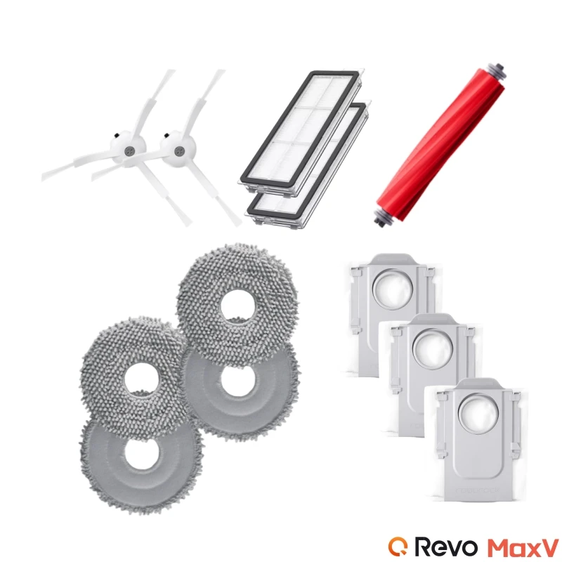 Rrochio Accessori per roborock Qrevo S,Set Ricambi per Aspirapolvere roborock Qrevo MaxV, Qrevo Pro, Qrevo Plus, Qrevo Curv con 4 Sacchetti 4 Panni e 2 Filtri Hepa, Accessori Ricambi (10 Pezzi