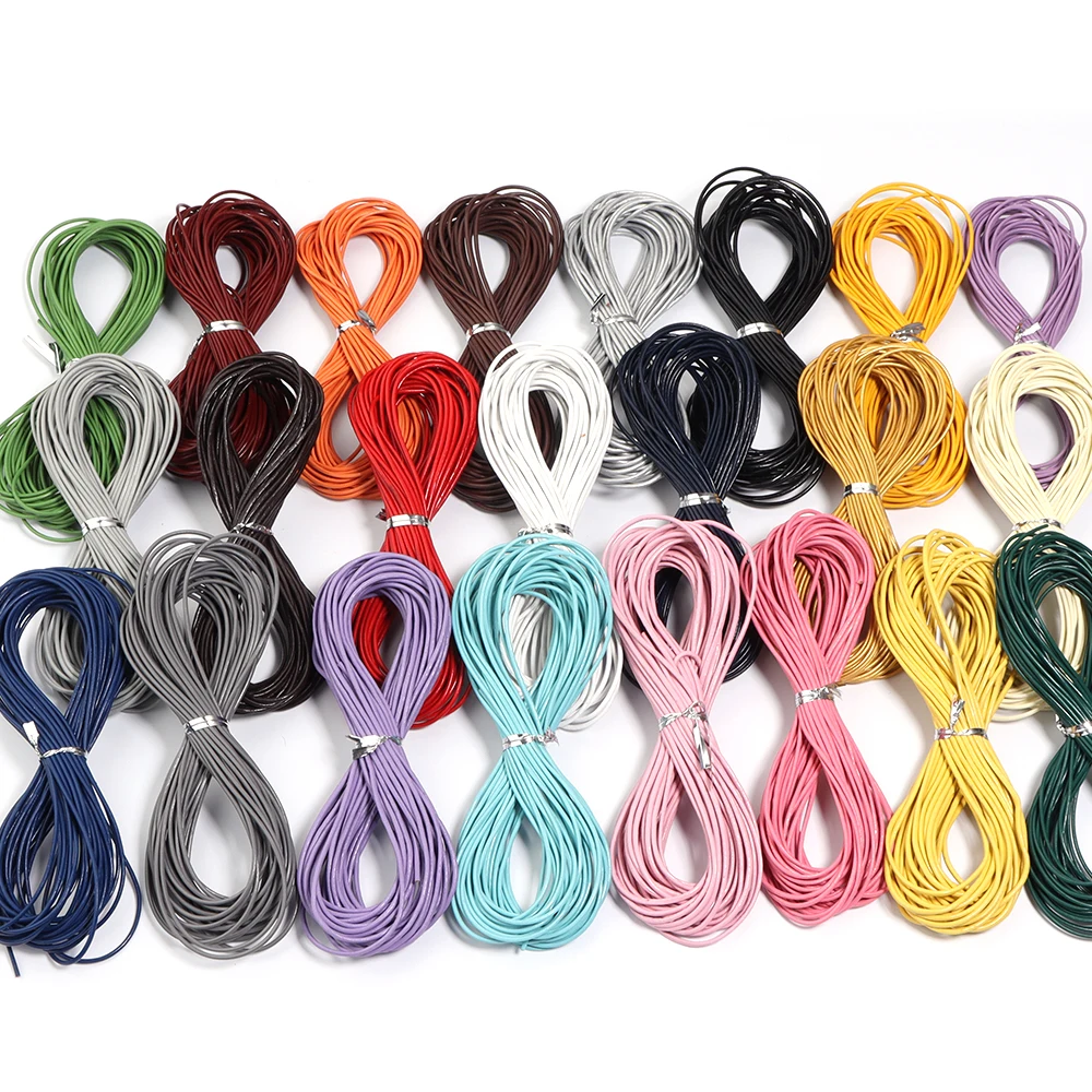 10yards Dia 1/1.5/2/3mm Round Genuine leather cord for Bag Decoration DIY Handicrafts Making Findings Supplies Rope String
