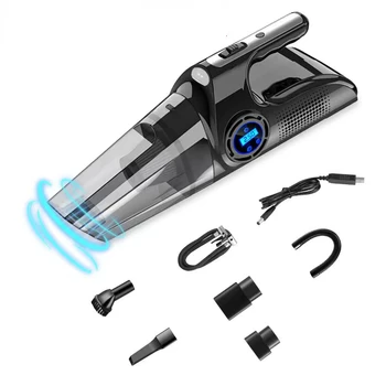 Wireless vacuum cleaner, inflatable pump, lighting, tire pressure measurement 4-in-1 car household portable vacuum cleaner