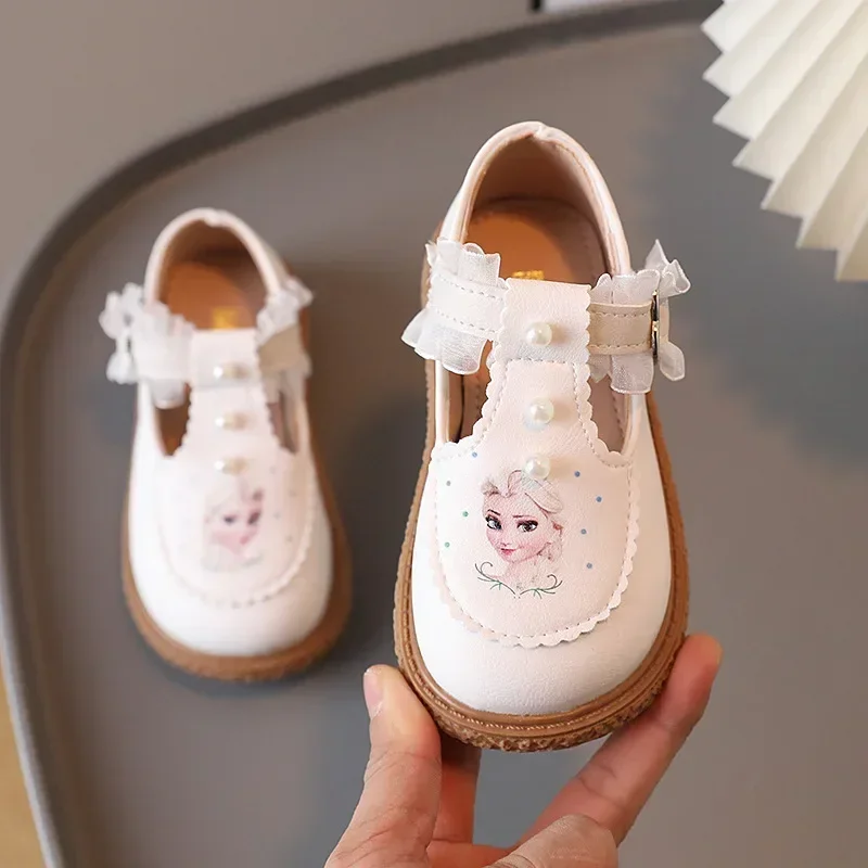 Disney Frozen Elsa 2024 Spring Autumn New Girls Soft Sole Princess Leather Shoes Non-slip Casual Shoes Baby Toddler Shoes Show 5