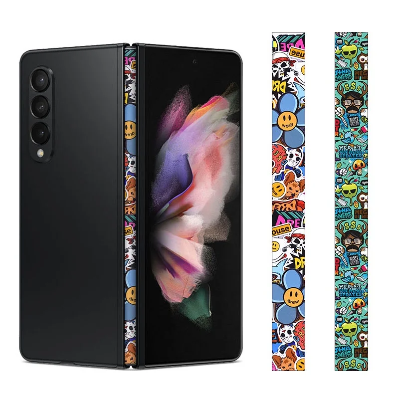 Hot Cartoon Cerniera Pelle Per Samsung Galaxy Z Fold 5 4 3 Side Decal Protector Film Cover Fold5 3M Wrap Protection Stickers
