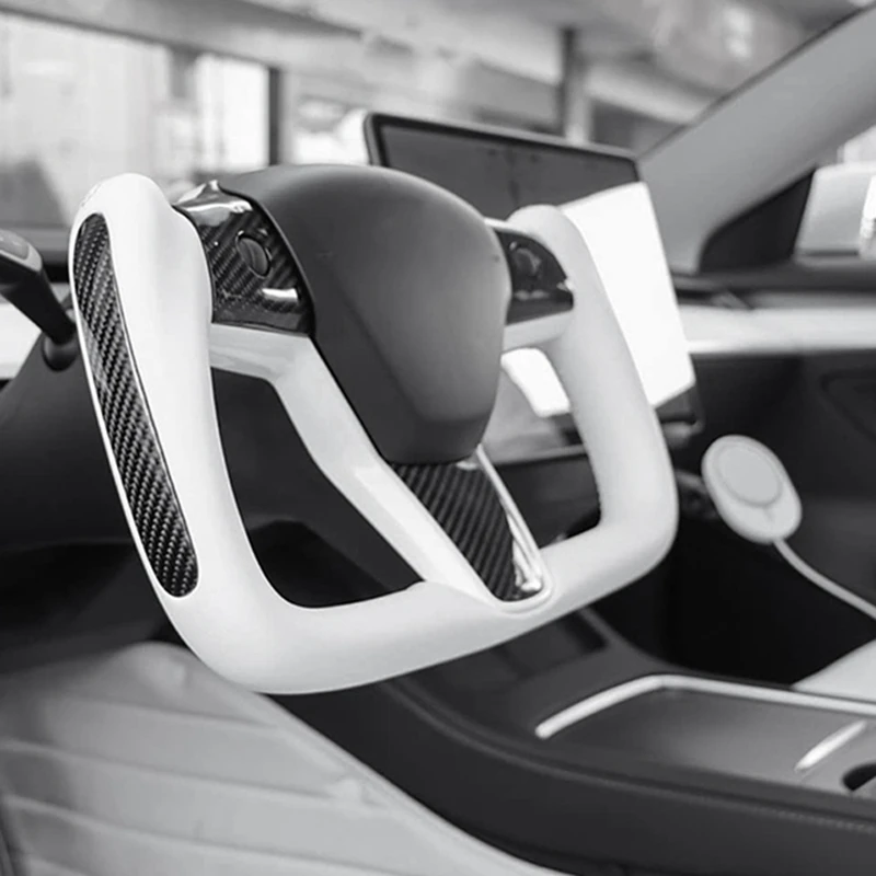 Yoke Style Steering Wheel With Carbon Fiber Panel For tesla Model 3