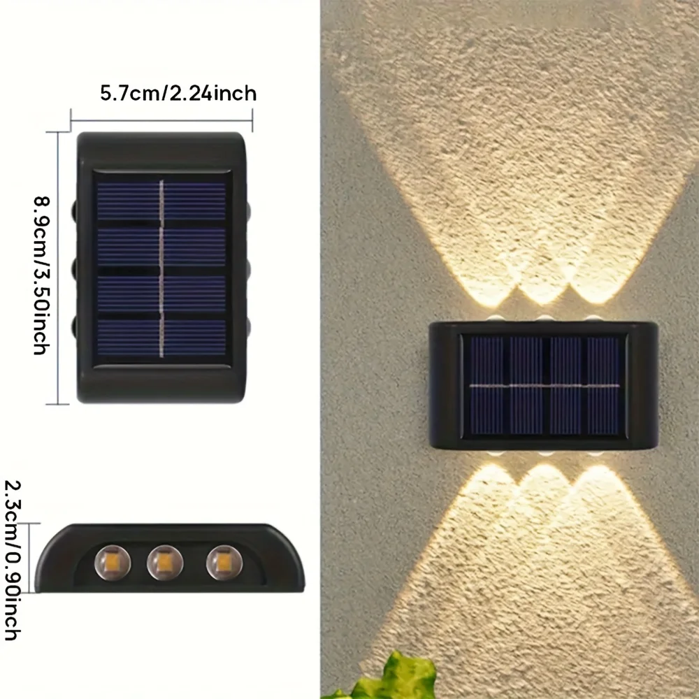 Outdoor Solar Wall Lamp Waterproof up down Lighting Garden Stair Fence Decorativ