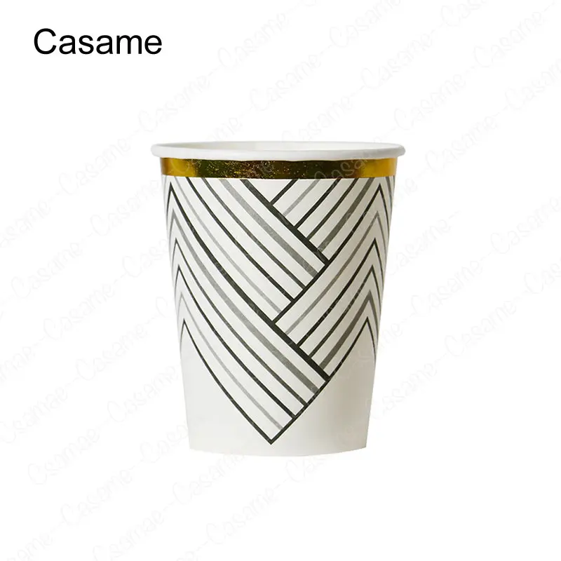 Gold Pink Luxury Paper Cups Children Birthday Party Decorations Kids Party Supplies Cups Disposable Tableware Sets Cute