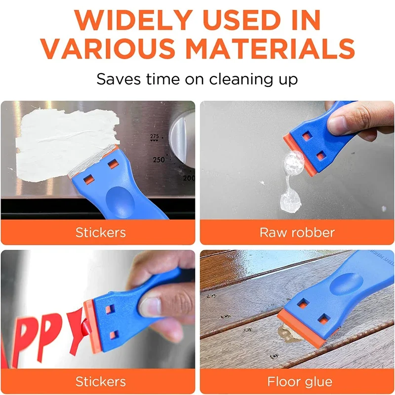 Razor Blade Scraper 2Pcs Plastic Razor Blade Scrapers Glue Remover with 20Pcs Blades Car Glass Cleaning For Removing Stickers Labels
