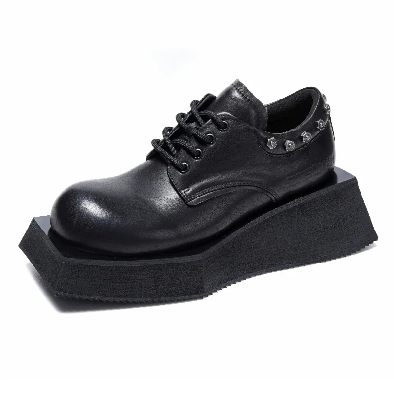 European/American High End Fashion Show Design Derby Shoes for Men's Increase 6cm Genuine Leather Casual Height Increasing Shoes 2