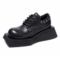European/American High End Fashion Show Design Derby Shoes for Men's Increase 6cm Genuine Leather Casual Height Increasing Shoes 2