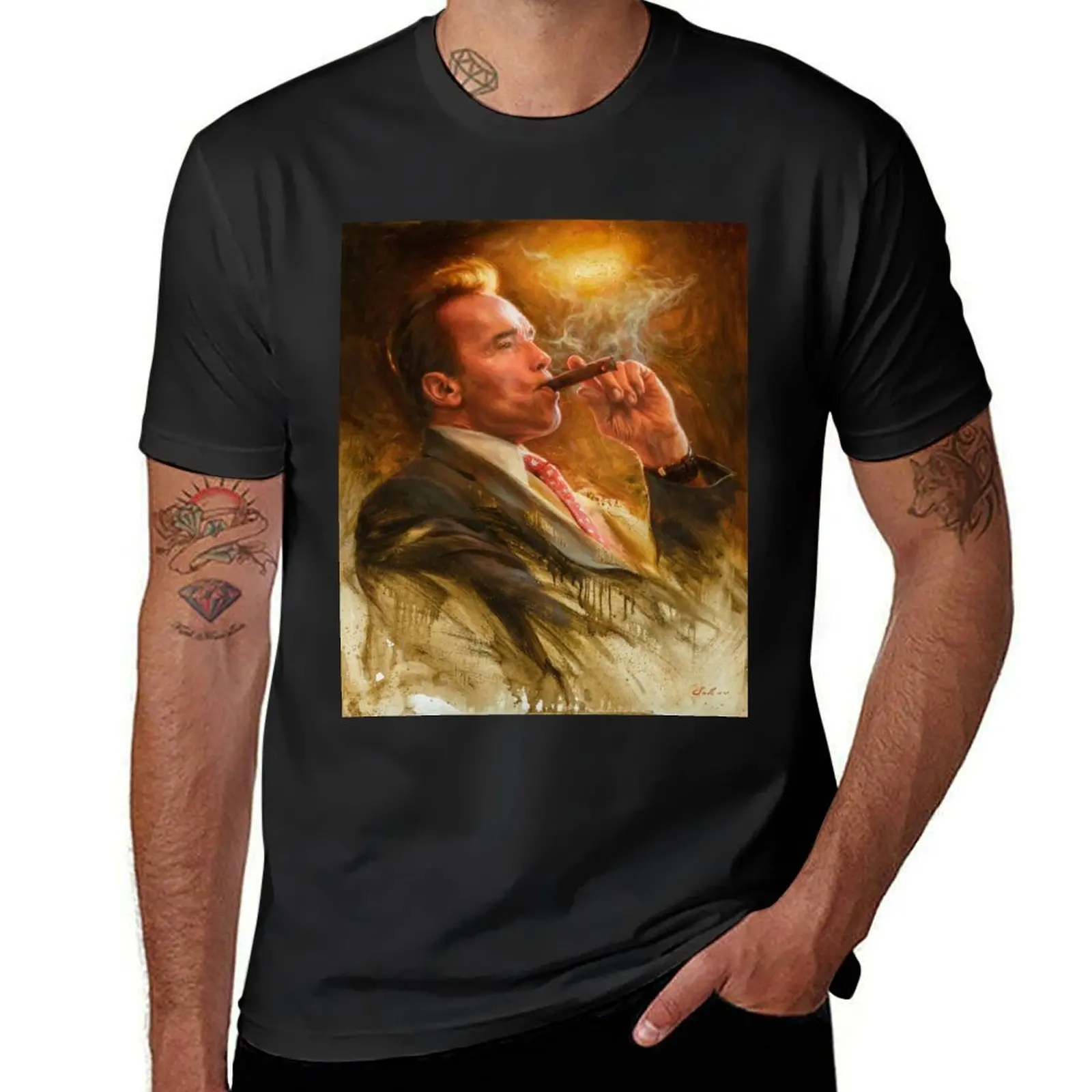 

Arnold Schwarzenegger Smoking a Cigar T-Shirt plus size tops Blouse for a boy t shirts men