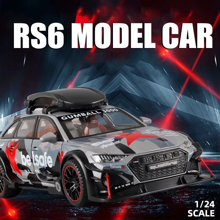 1:24 Audi Rs6 Sports Diecast Model Car Lights Sounds