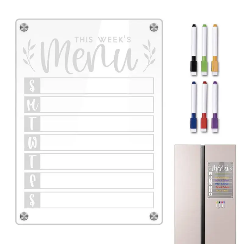 

Dry Erase Board Calendar Clear Acrylic Calendar Planner Note Board Magnetic Wall Board With 6 Markers Portable Memo Whiteboard
