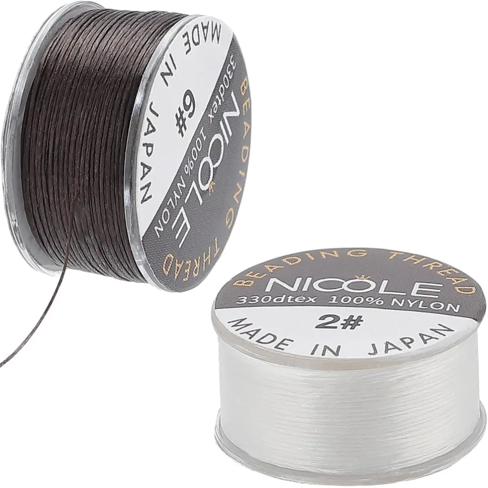 2롤 2색 나일론 비딩 실, 시드 비즈 실, 나일론 줄, 쥬얼리 비딩 팔찌 제작용 ..