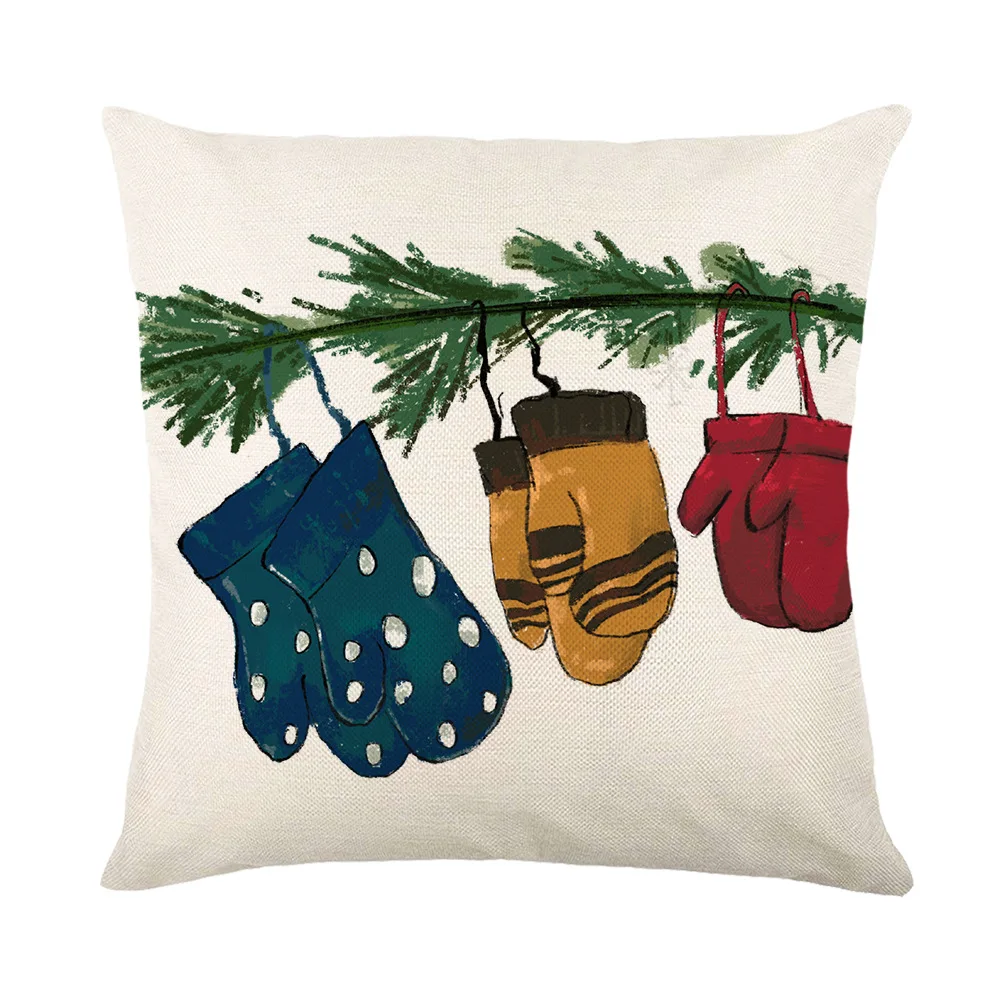 Merry Christmas Decorative Pillow Cover 45x45 cm Linen Throw Pillowcase Christmas Decorations Home Decor Cushion Cover for Sofa