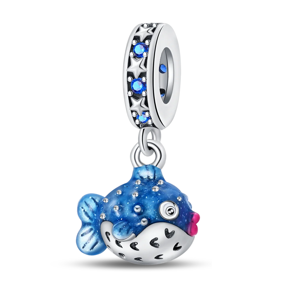 Charm Jewelry 925 Sterling Silver Fit Bangle Bracelet DIY Blue Clip Bead Galaxy Starry Sky Series Pendant Moon Dangle