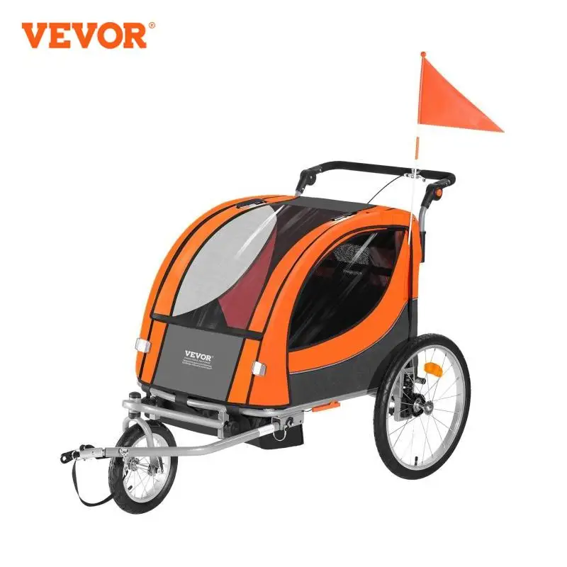 Bicycle Accessory Baby Stroller 88/100 lbs Child Bike Trailer Double Seat Carrier Converts Foldable for Toddlers Kids