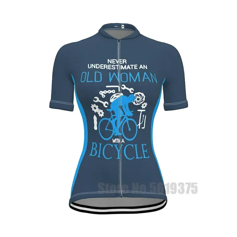 Old Woman Cycling Jersey Short Sleeve Summer Bike Wear Clothing Breathable MTB Jersey