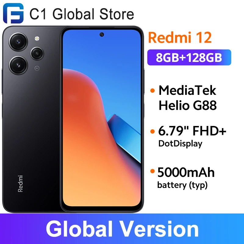 Versione Globale Xiaomi Redmi 12 18W Ricarica 50Mp Ai Tripla Fotocamera Ip53 90Hz Display Mtk Helio G88 Batteria 5000Mah